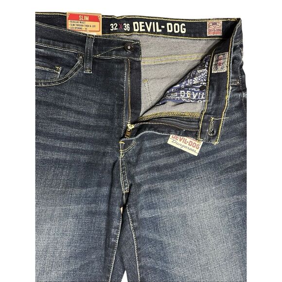 Devil Dog Men’s Slim Jeans 32x36 Distressed Denim Workwear NWT - Picture 4 of 8